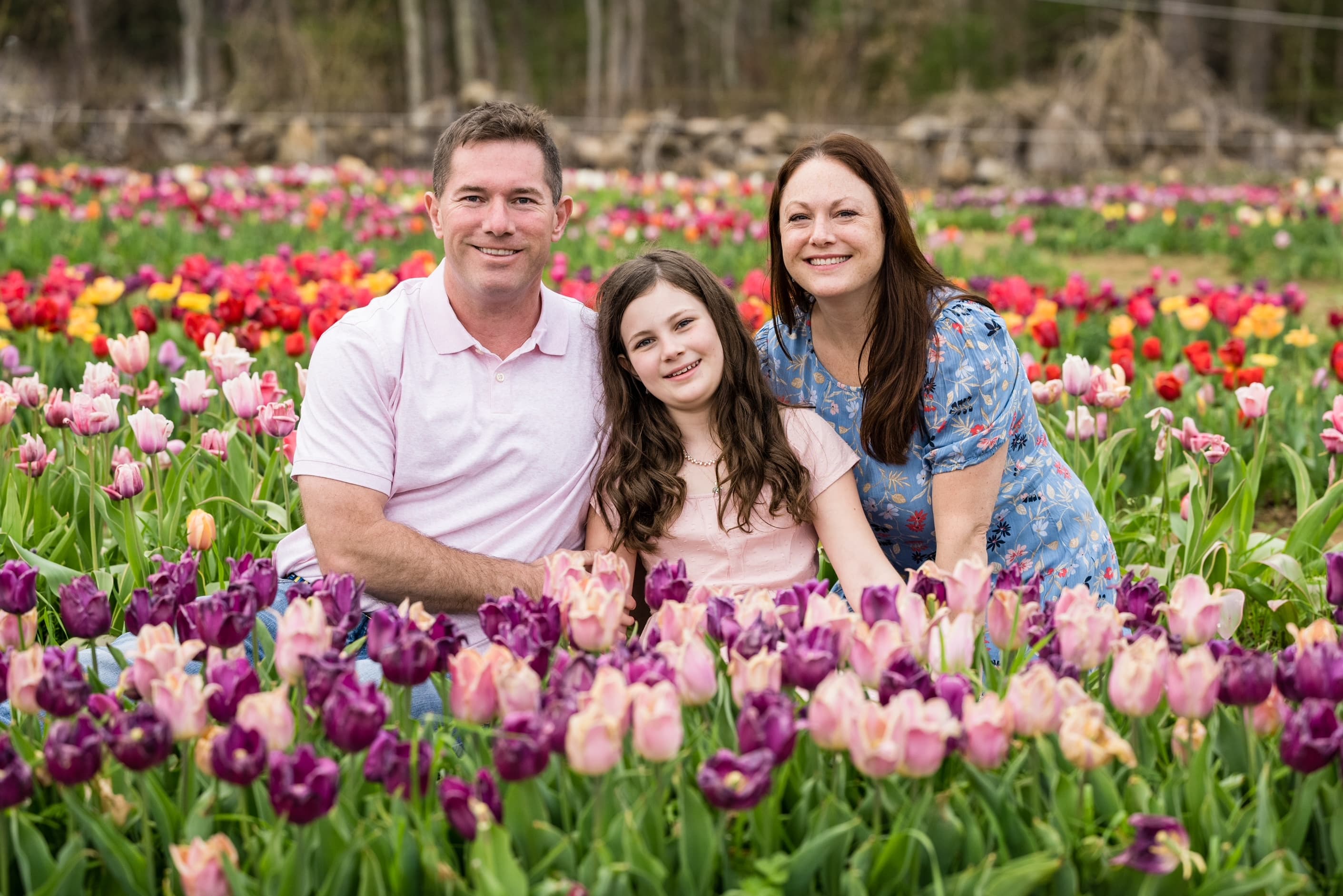 John Long family in tulip field